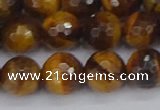 CTE1829 15.5 inches 10mm faceted round yellow tiger eye beads