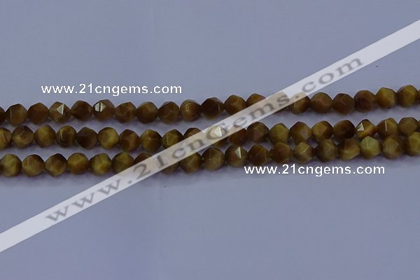 CTE1901 15.5 inches 6mm faceted nuggets golden tiger eye beads