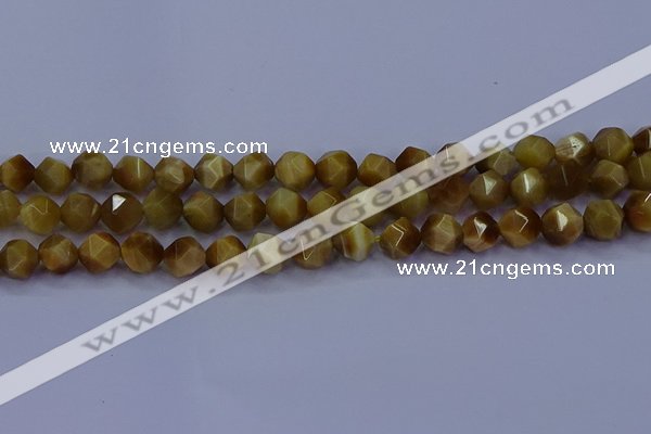 CTE1902 15.5 inches 8mm faceted nuggets golden tiger eye beads