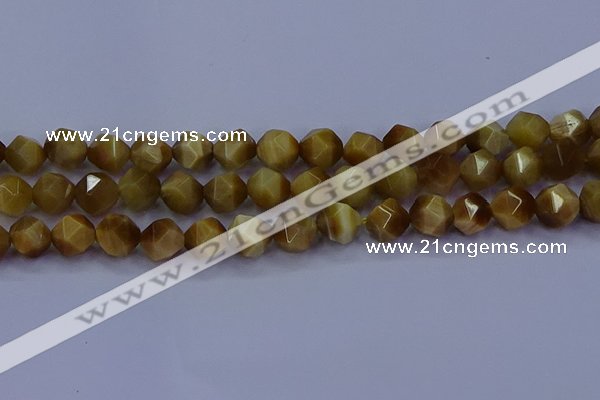 CTE1904 15.5 inches 12mm faceted nuggets golden tiger eye beads