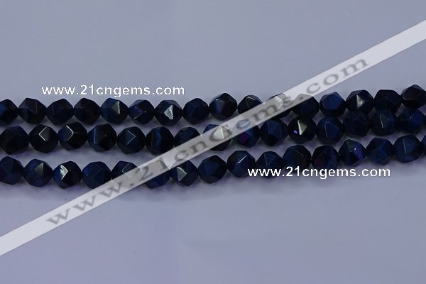 CTE1913 15.5 inches 10mm faceted nuggets blue tiger eye beads