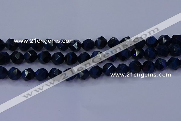 CTE1914 15.5 inches 12mm faceted nuggets blue tiger eye beads