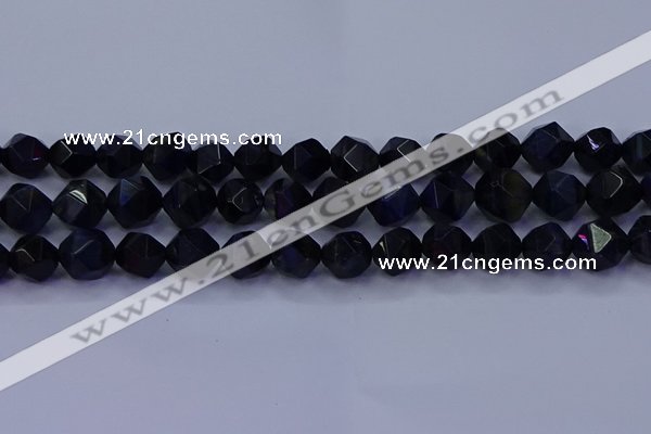 CTE1919 15.5 inches 12mm faceted nuggets blue tiger eye beads