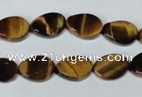 CTE192 15.5 inches 10*14mm twisted oval yellow tiger eye gemstone beads