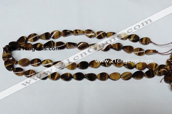 CTE192 15.5 inches 10*14mm twisted oval yellow tiger eye gemstone beads