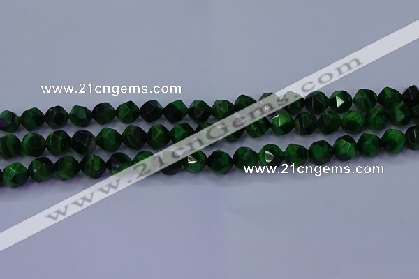 CTE1922 15.5 inches 8mm faceted nuggets green tiger eye beads