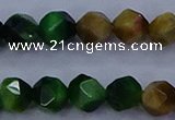 CTE1928 15.5 inches 10mm faceted nuggets colorful tiger eye beads