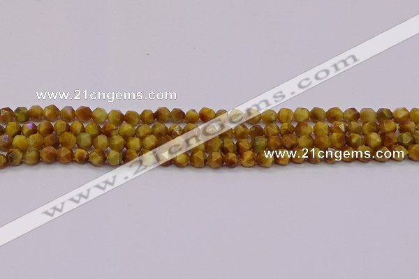 CTE1931 15.5 inches 6mm faceted nuggets golden tiger eye beads