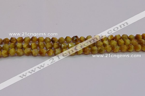 CTE1932 15.5 inches 8mm faceted nuggets golden tiger eye beads