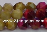 CTE1939 15.5 inches 12mm faceted nuggets mixed tiger eye beads