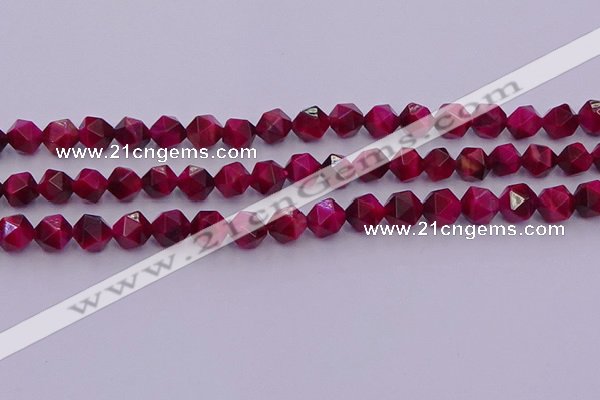 CTE1942 15.5 inches 8mm faceted nuggets red tiger eye beads