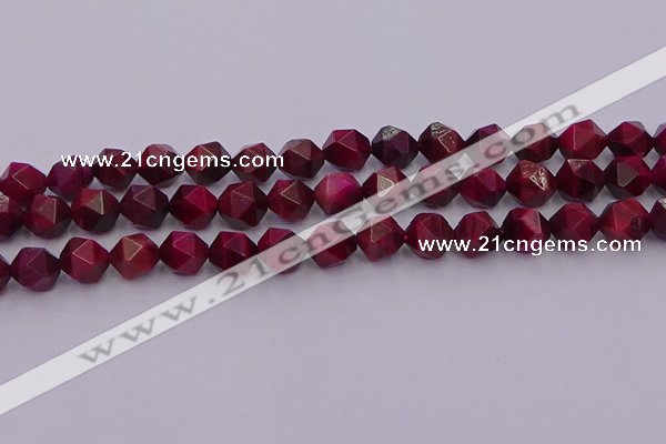 CTE1943 15.5 inches 10mm faceted nuggets red tiger eye beads