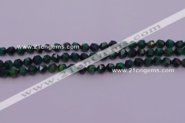 CTE1946 15.5 inches 6mm faceted nuggets green tiger eye beads