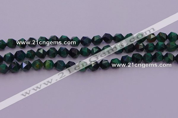 CTE1947 15.5 inches 8mm faceted nuggets green tiger eye beads