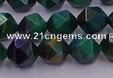 CTE1948 15.5 inches 10mm faceted nuggets green tiger eye beads