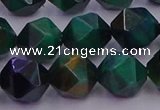 CTE1949 15.5 inches 12mm faceted nuggets green tiger eye beads