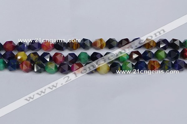 CTE1970 15.5 inches 8mm faceted nuggets mixed tiger eye beads