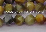 CTE1976 15.5 inches 8mm faceted nuggets golden & blue tiger eye beads