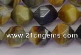 CTE1977 15.5 inches 10mm faceted nuggets golden & blue tiger eye beads
