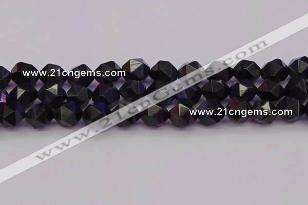 CTE1984 15.5 inches 12mm faceted nuggets blue tiger eye beads