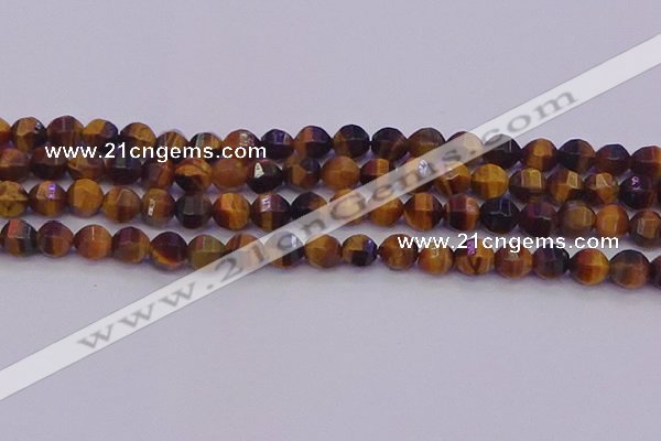 CTE1991 15.5 inches 6mm faceted round yellow tiger eye beads