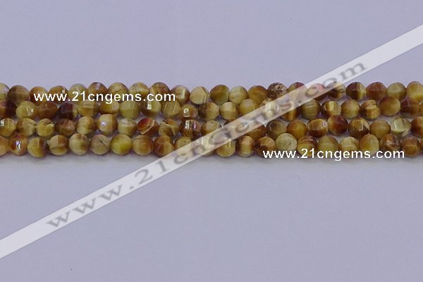 CTE1996 15.5 inches 6mm faceted round golden tiger eye beads