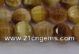 CTE1997 15.5 inches 8mm faceted round golden tiger eye beads