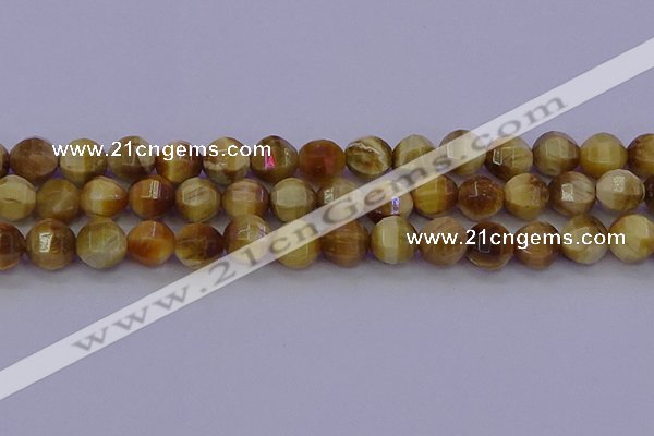 CTE1998 15.5 inches 10mm faceted round golden tiger eye beads