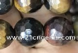 CTE2004 15.5 inches 12mm faceted round AB-color mixed tiger eye beads