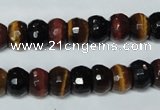 CTE202 15.5 inches 7*10mm faceted rondelle red & yellow tiger eye beads