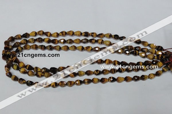 CTE203 15.5 inches 6*8mm faceted teardrop yellow tiger eye beads