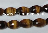 CTE208 15.5 inches 10*14mm faceted rice yellow tiger eye beads