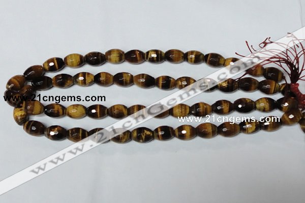 CTE208 15.5 inches 10*14mm faceted rice yellow tiger eye beads