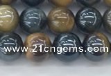 CTE2085 15.5 inches 6mm round AB-color blue & yellow tiger eye beads