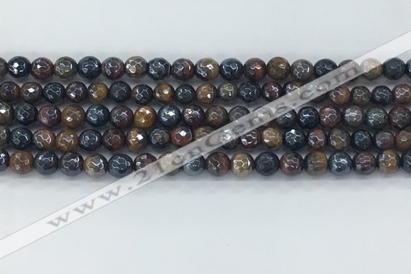 CTE2093 15.5 inches 6mm faceted round AB-color mixed tiger eye beads