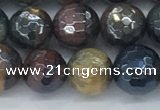 CTE2094 15.5 inches 8mm faceted round AB-color mixed tiger eye beads