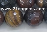 CTE2098 15.5 inches 16mm faceted round AB-color mixed tiger eye beads