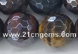 CTE2099 15.5 inches 18mm faceted round AB-color mixed tiger eye beads