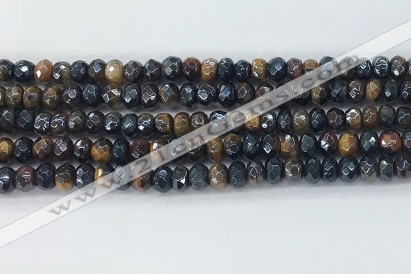 CTE2101 15.5 inches 4*6mm faceted rondelle AB-color mixed tiger eye beads