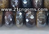 CTE2104 7*12mm faceted rondelle AB-color mixed tiger eye beads