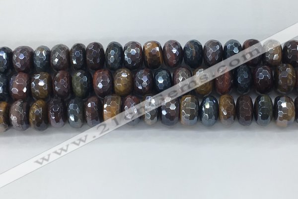 CTE2105 8*14mm faceted rondelle AB-color mixed tiger eye beads