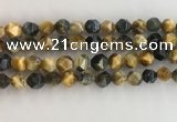 CTE2127 15.5 inches 10mm faceted nuggets golden & blue tiger eye beads
