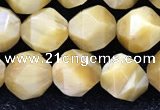 CTE2137 15.5 inches 10mm faceted nuggets golden tiger eye beads