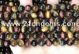 CTE2202 15.5 inches 8mm round mixed tiger eye gemstone beads