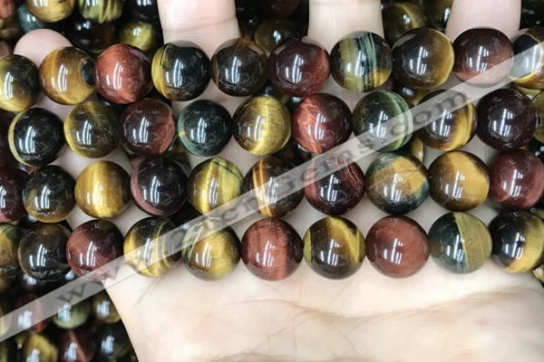 CTE2206 15.5 inches 16mm round mixed tiger eye gemstone beads