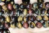 CTE2207 15.5 inches 18mm round mixed tiger eye gemstone beads