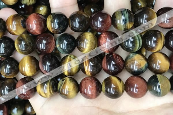 CTE2207 15.5 inches 18mm round mixed tiger eye gemstone beads