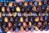 CTE2214 15.5 inches 14mm round colorful tiger eye beads wholesale