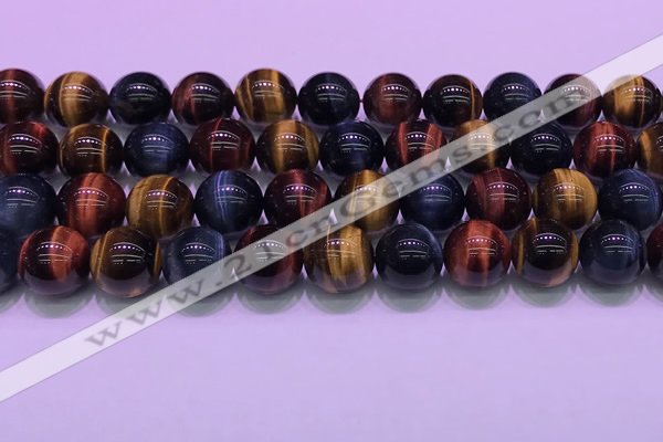 CTE2223 15.5 inches 14mm round colorful tiger eye gemstone beads