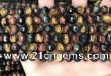 CTE2226 15.5 inches 6mm faceted round colorful tiger eye beads